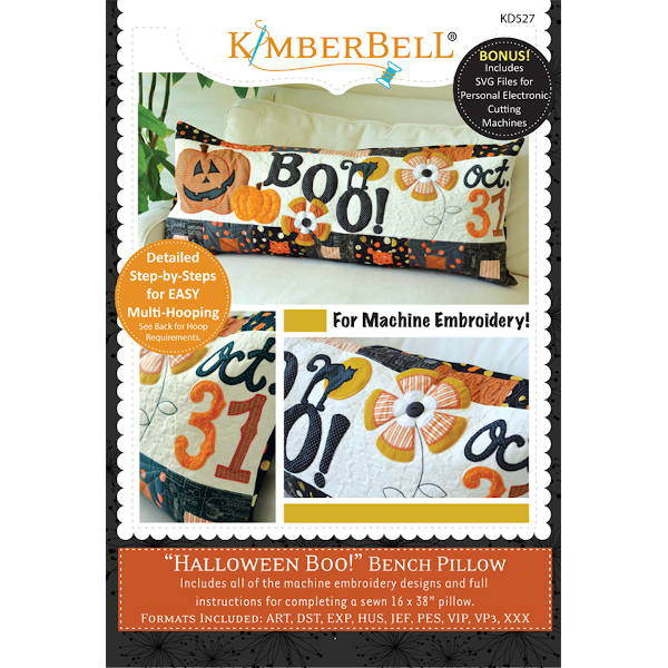 Kimberbell Designs - Bench Pillow, Halloween Boo! Bench Pillow, Machine Embroidery 